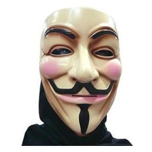 V For Vendetta Maske Guy Fawkes Anonymous - Aus Kunststoff, Einheitsgröße für Erwachsene