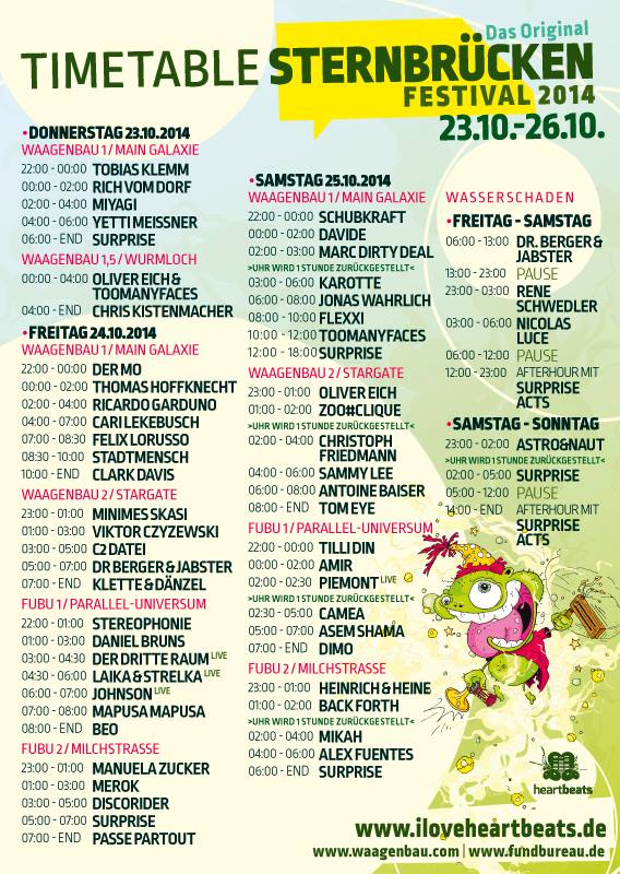 Timetable Sternbruecken Festival 2014