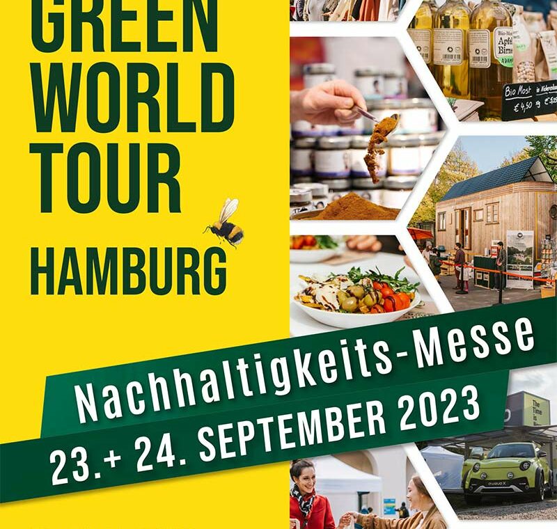 Plakat Green World Tour Nachhaltigkeitsmesse Hamburg 2023