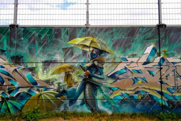Schlechtes Wetter als Graffiti in Hamburg-Bahrenfeld