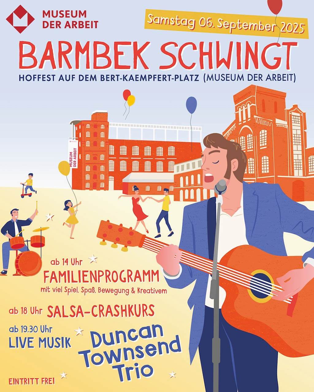 Plakat der Zinnschmelze zu Barmbek schwingt 2025!