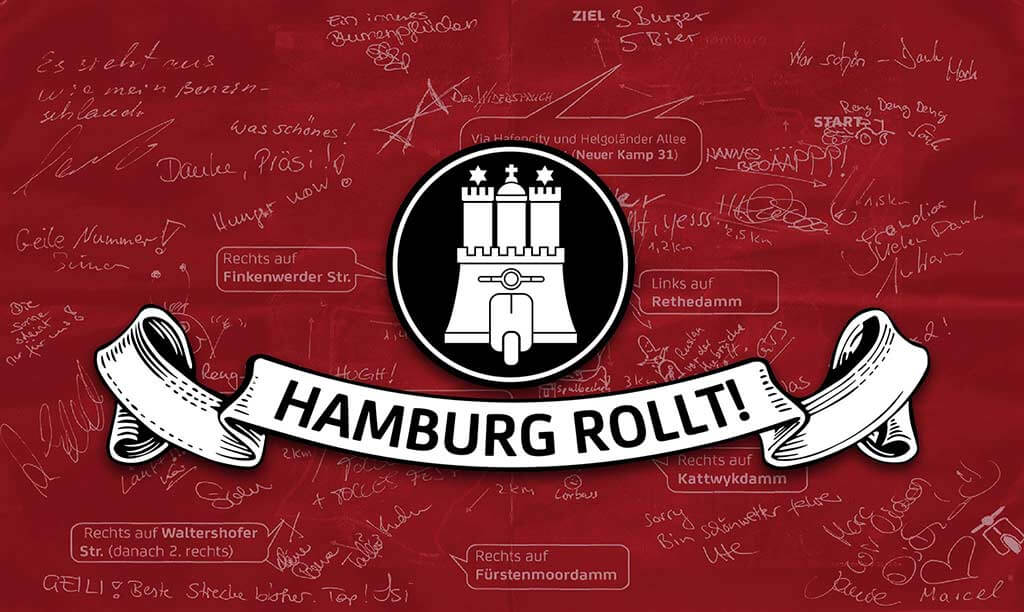 Plakat von HAMBURG ROLLT: Vespa-Treffen am Sonntag im Café May
