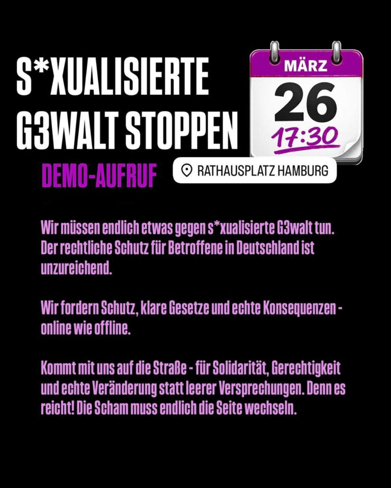 Schild zur Demo gegen sexualisierte Gewalt