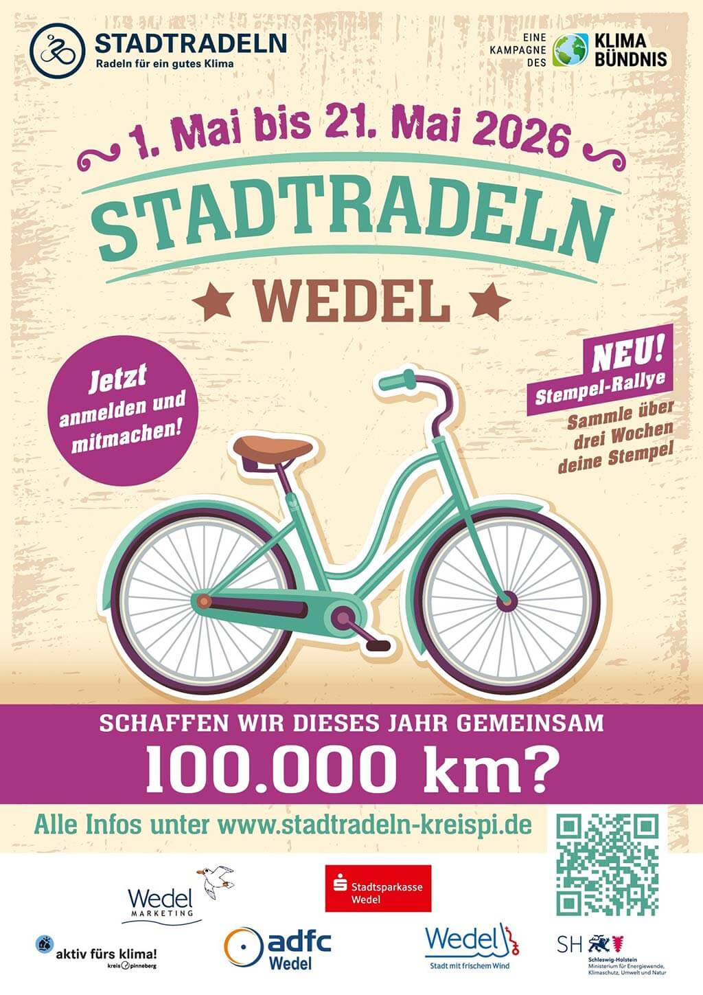STADTRADELN Wedel 2026 1 Plakat: STADTRADELN Wedel 2026