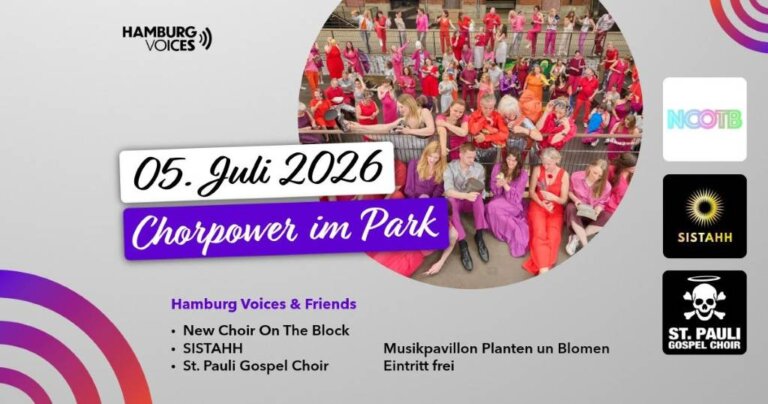 Mehr über den Artikel erfahren Chorpower im Park 2026: Sechs Stunden Live-Musik in Planten un Blomen