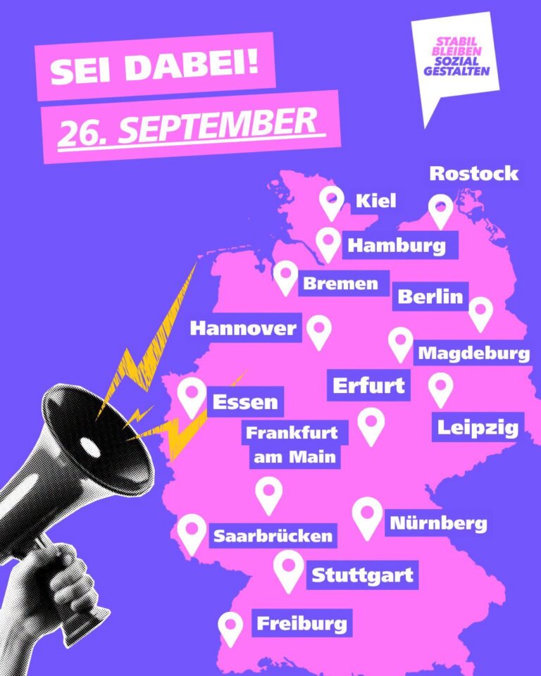 Banner: Sozialstaat retten Demo 2026