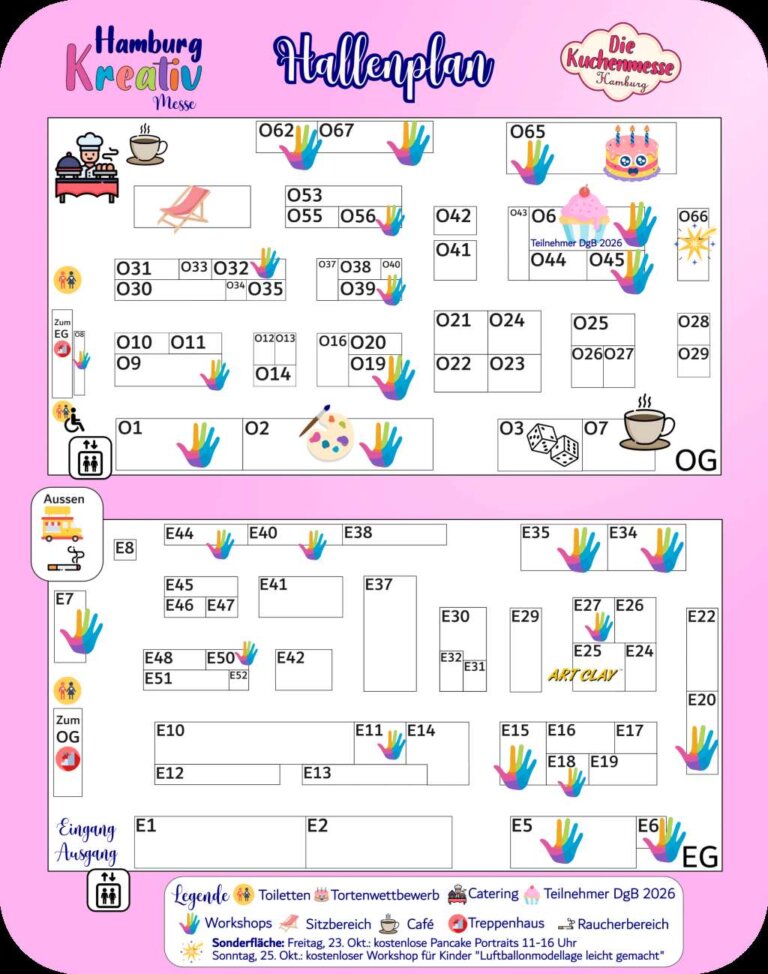 Hallenplan HamburgKreativ 2026 Kuchenmesse