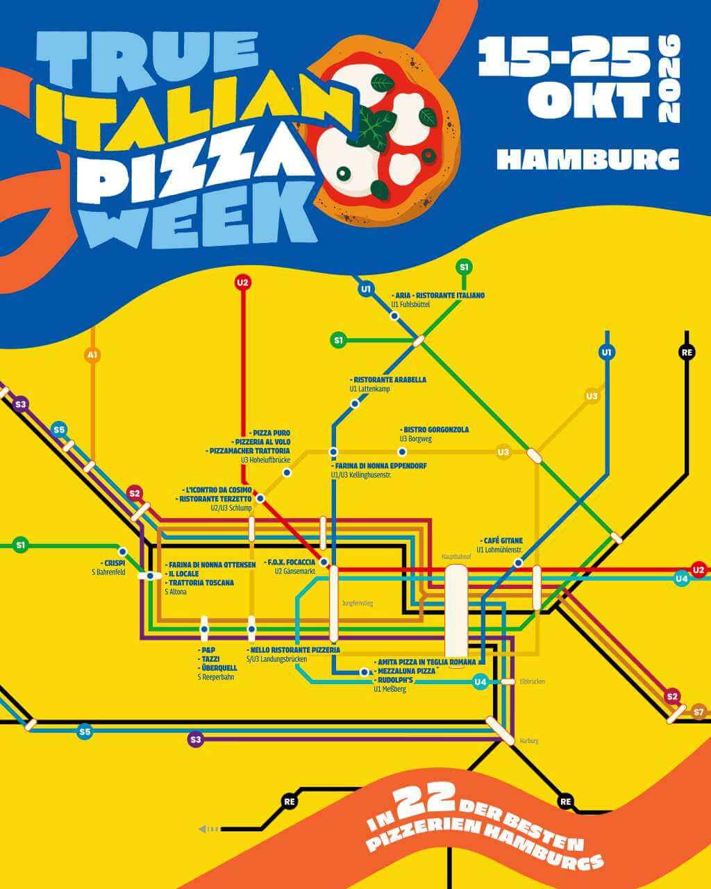 Map zu der True Italian Pizza Week Hamburg 2026